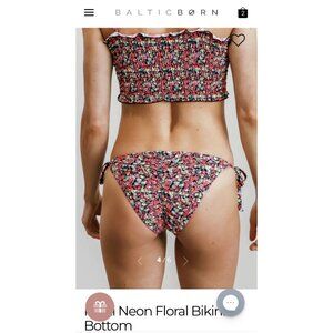 NWT Neon Floral Bikini Bottom 3XL Plus Size Scrunch Swimsuit Bottom Baltic Born
